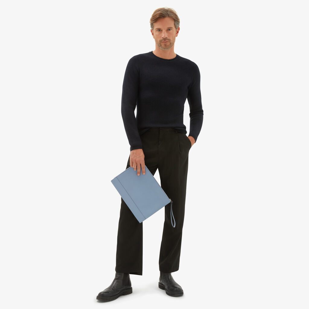 Valextra Pochette piatta portadocumenti in Pelle Azzurra | Valextra My Logo Offerte