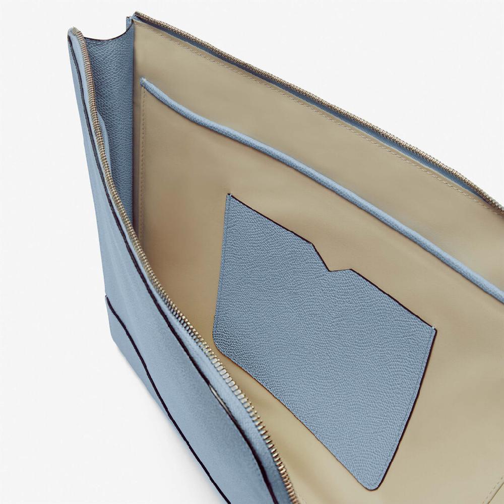 Valextra Pochette piatta portadocumenti in Pelle Azzurra | Valextra My Logo Offerte