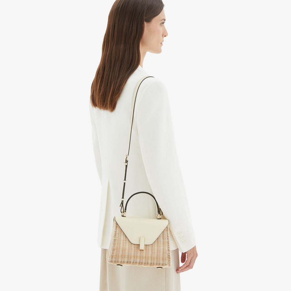 Valextra Borsa a mano Donna in Vimini e Pelle Bianca | Valextra Iside Negozio