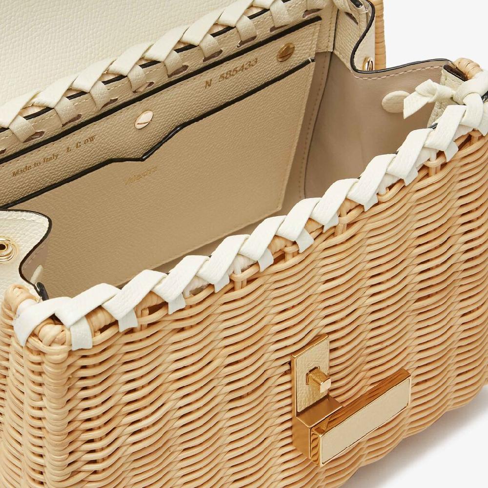 Valextra Borsa a mano Donna in Vimini e Pelle Bianca | Valextra Iside Negozio