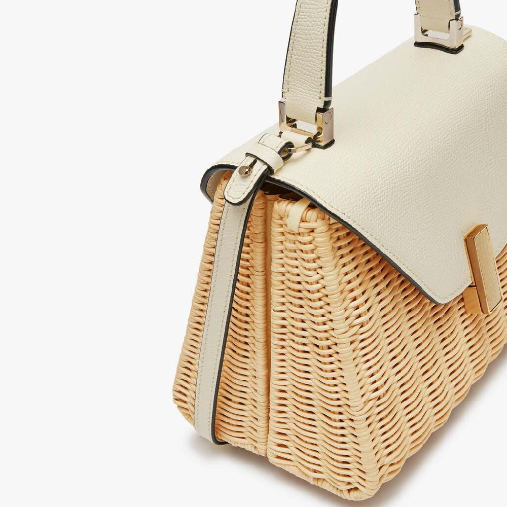 Valextra Borsa a mano Donna in Vimini e Pelle Bianca | Valextra Iside Negozio