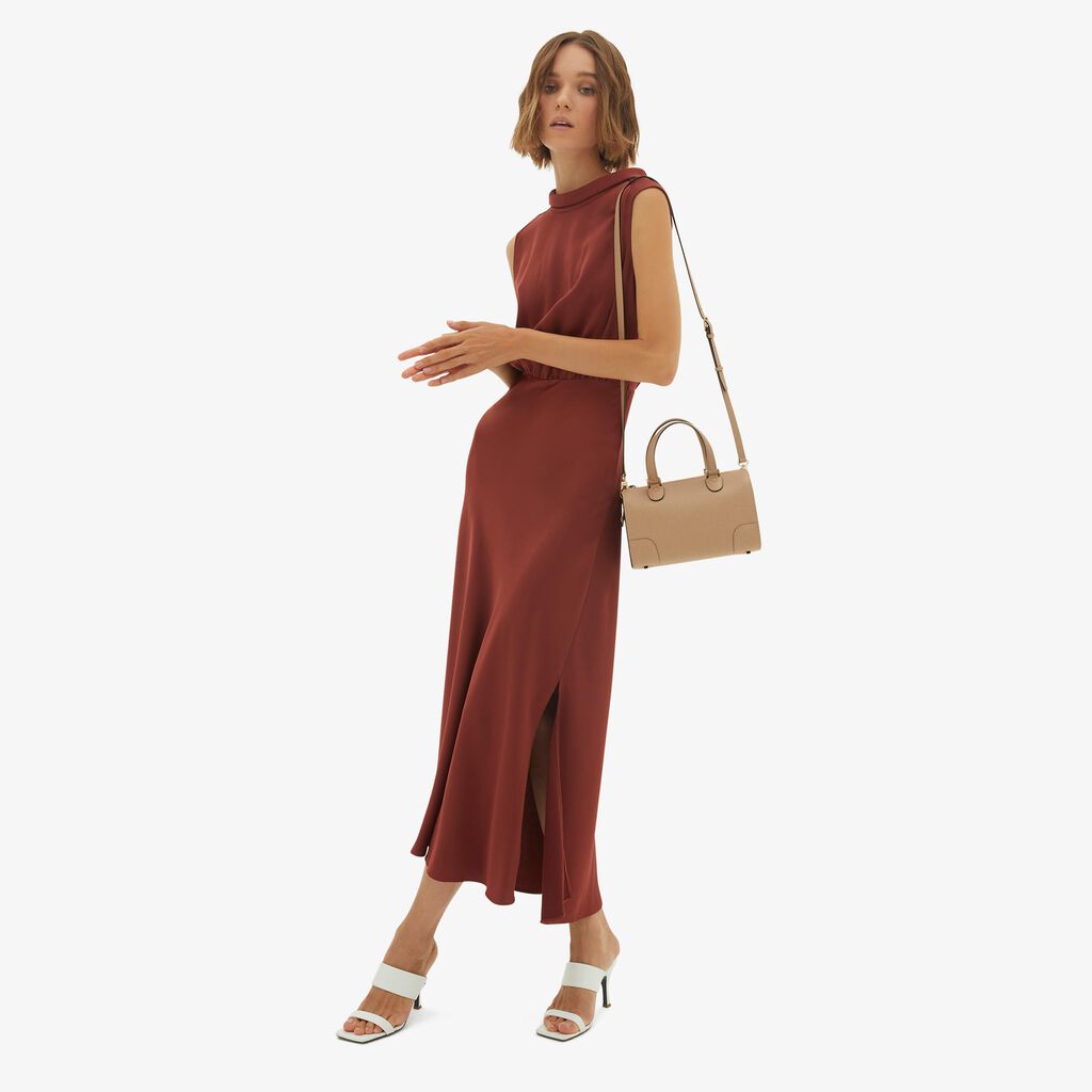 Valextra Borsa a bauletto in Pelle Beige con tracolla | Valextra Babila Italia