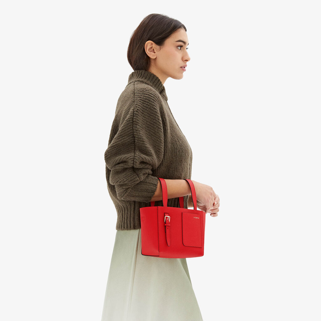 Valextra Borsa a secchiello da Donna di Lusso in Pelle Rossa | Valextra Soft Soddisfazione Garantita