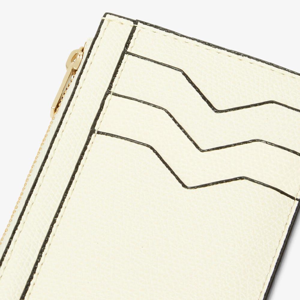 Valextra Porta carte raffinato in Pelle Bianca con zip | Valextra Consegna Veloce