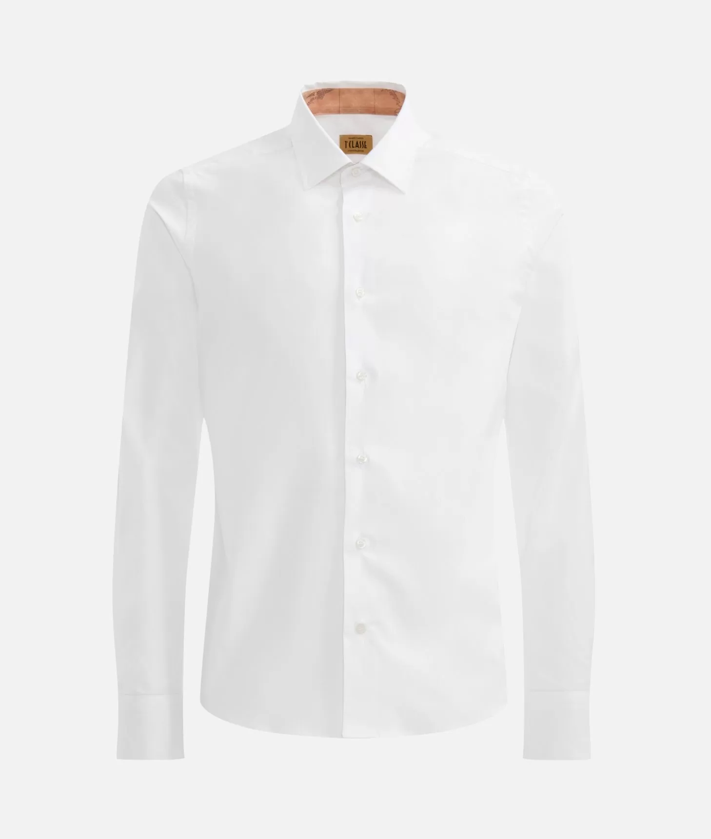 Alviero martini 1a classe Camicia super slim in cotone stretch con toppe Geo Classic Bianca Prezzo Ridotto