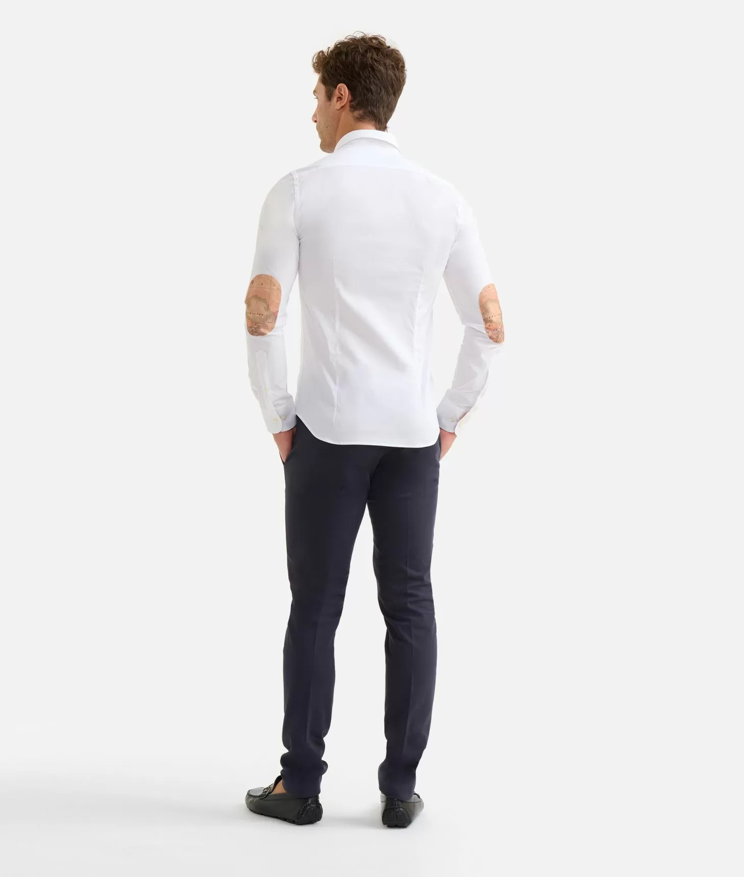 Alviero martini 1a classe Camicia super slim in cotone stretch con toppe Geo Classic Bianca Prezzo Ridotto