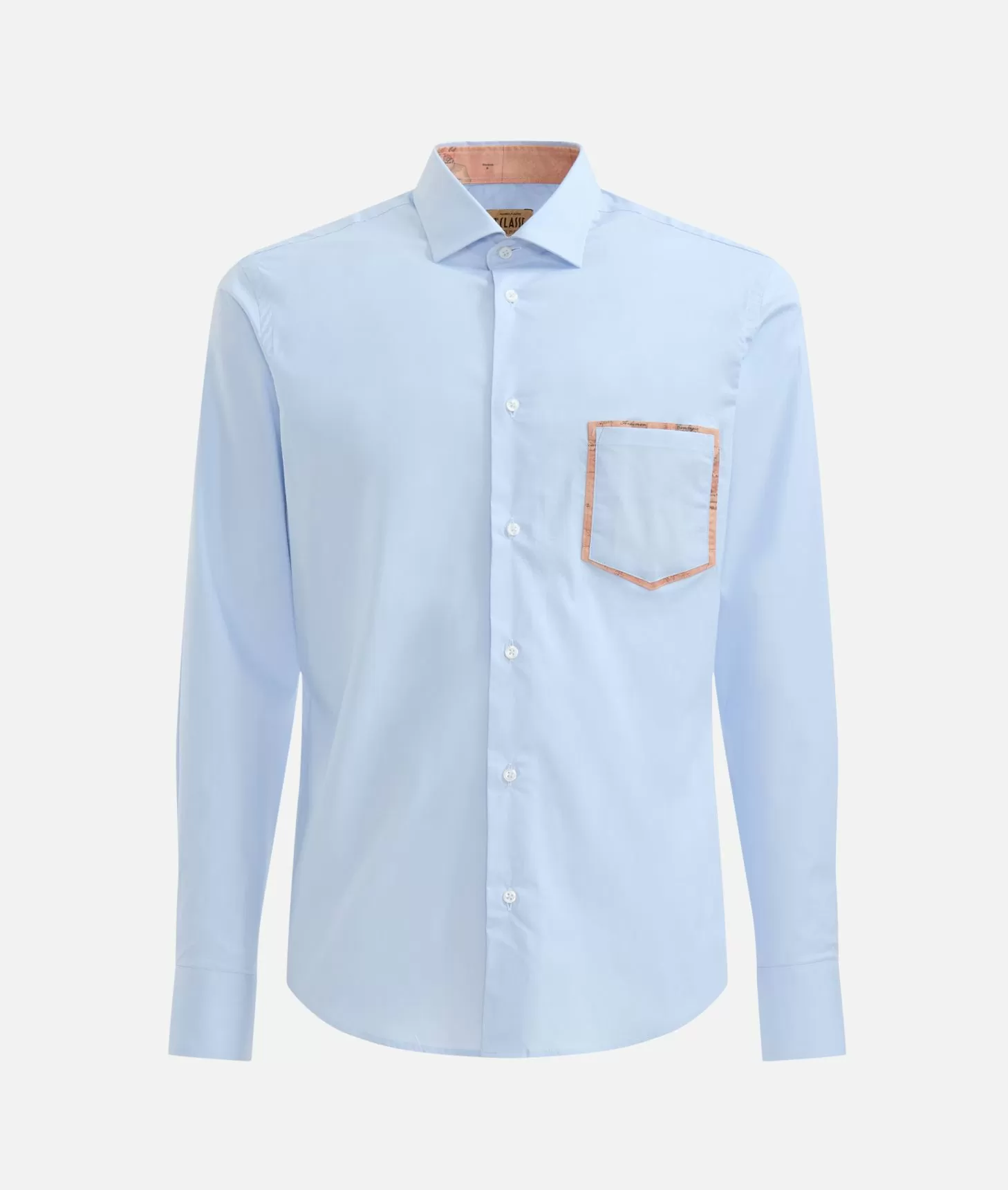 Alviero martini 1a classe Camicia slim in cotone stretch con dettaglio taschino Azzurra Presa