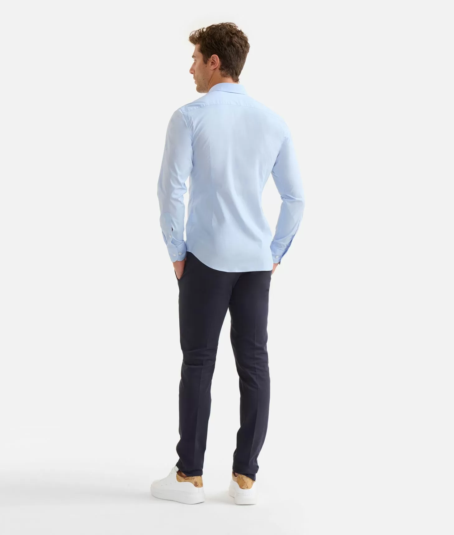 Alviero martini 1a classe Camicia slim in cotone stretch con dettaglio taschino Azzurra Presa