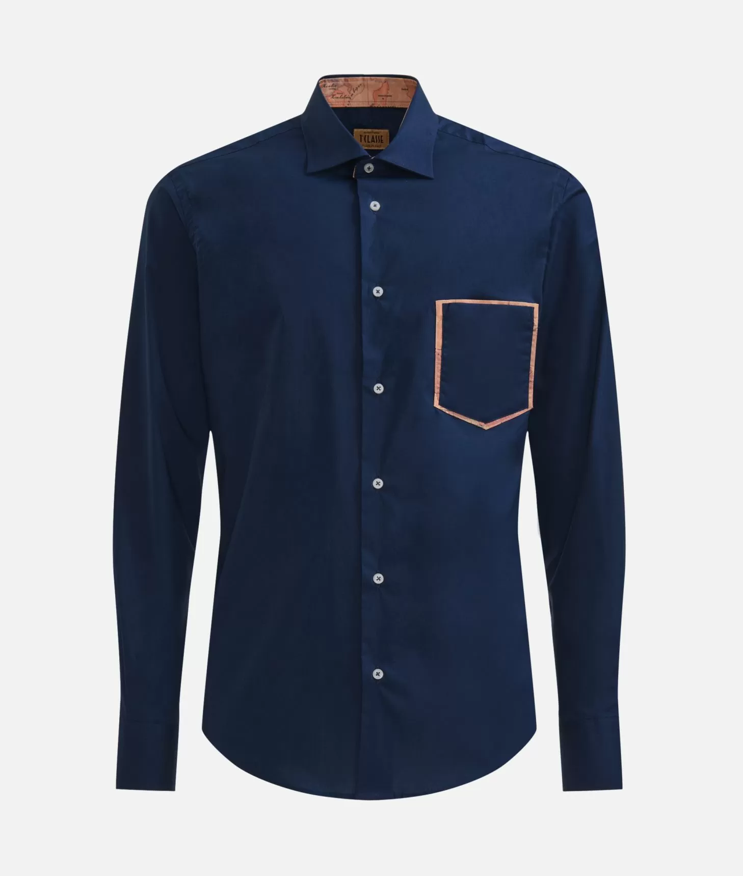 Alviero martini 1a classe Camicia slim in cotone stretch con dettaglio taschino Blu Navy Sconto