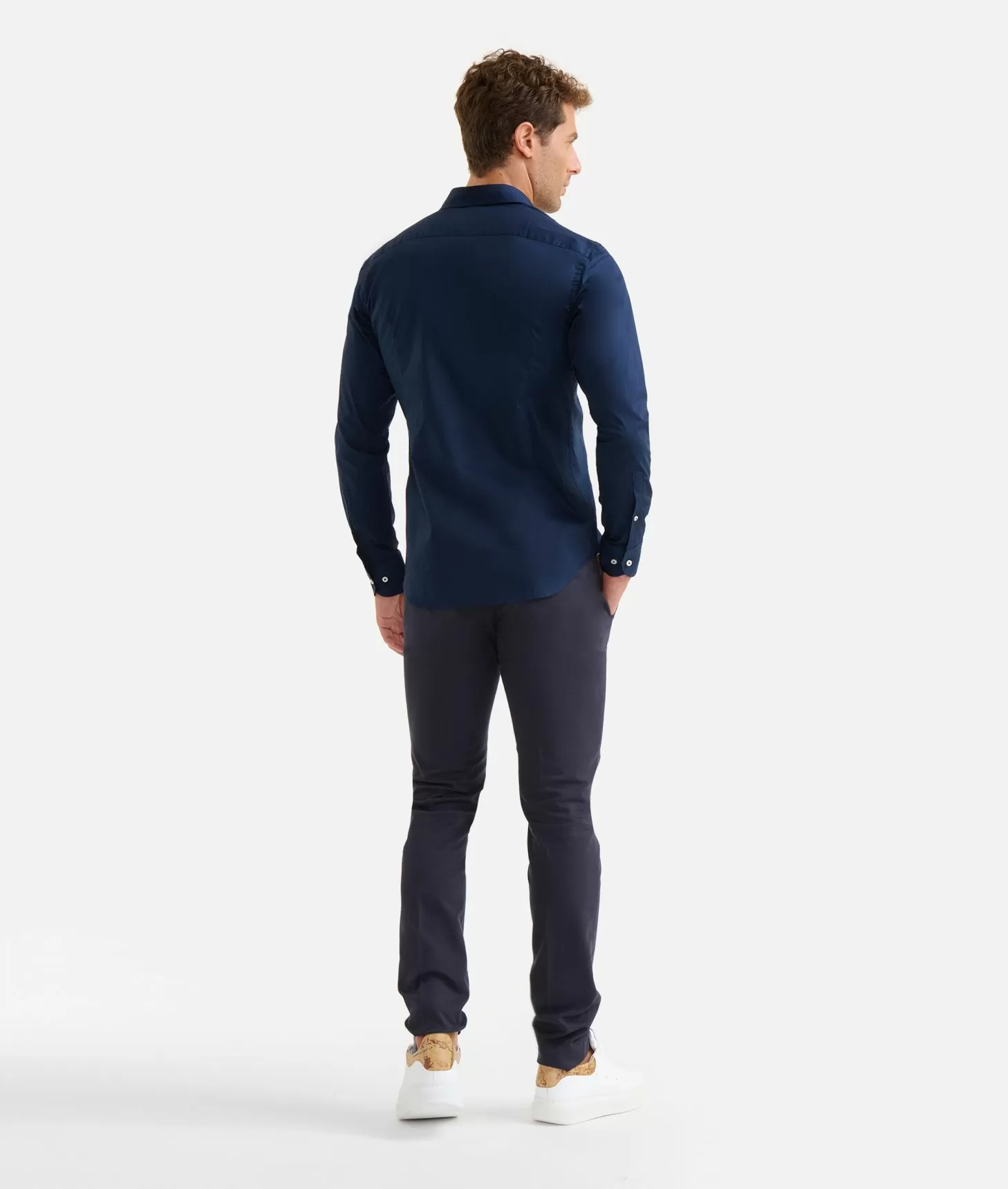 Alviero martini 1a classe Camicia slim in cotone stretch con dettaglio taschino Blu Navy Sconto