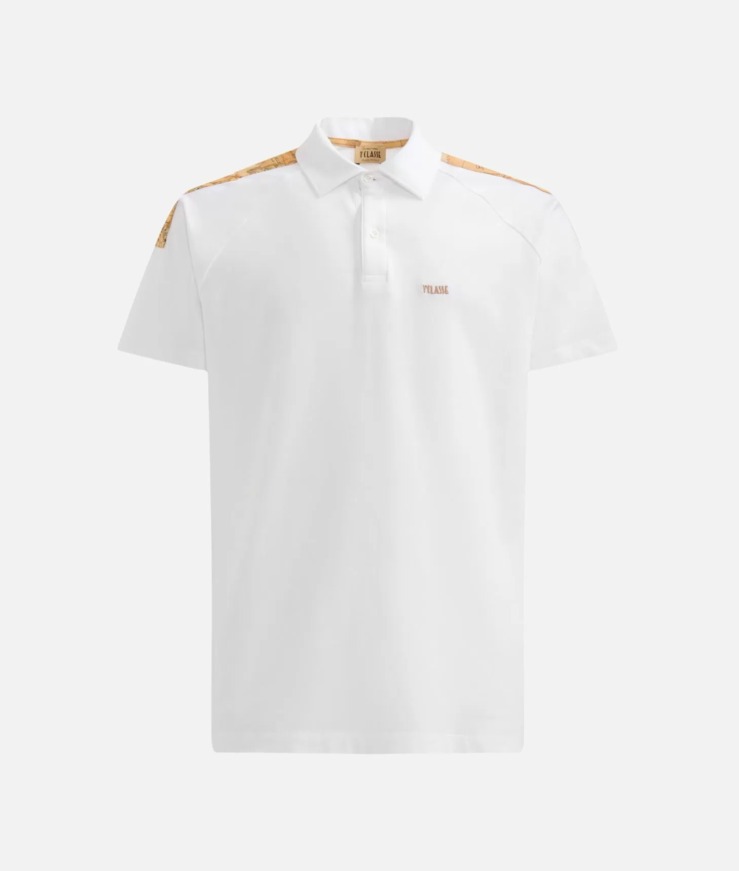 Alviero martini 1a classe Polo in cotone stretch con dettagli spalle Bianca In Vendita