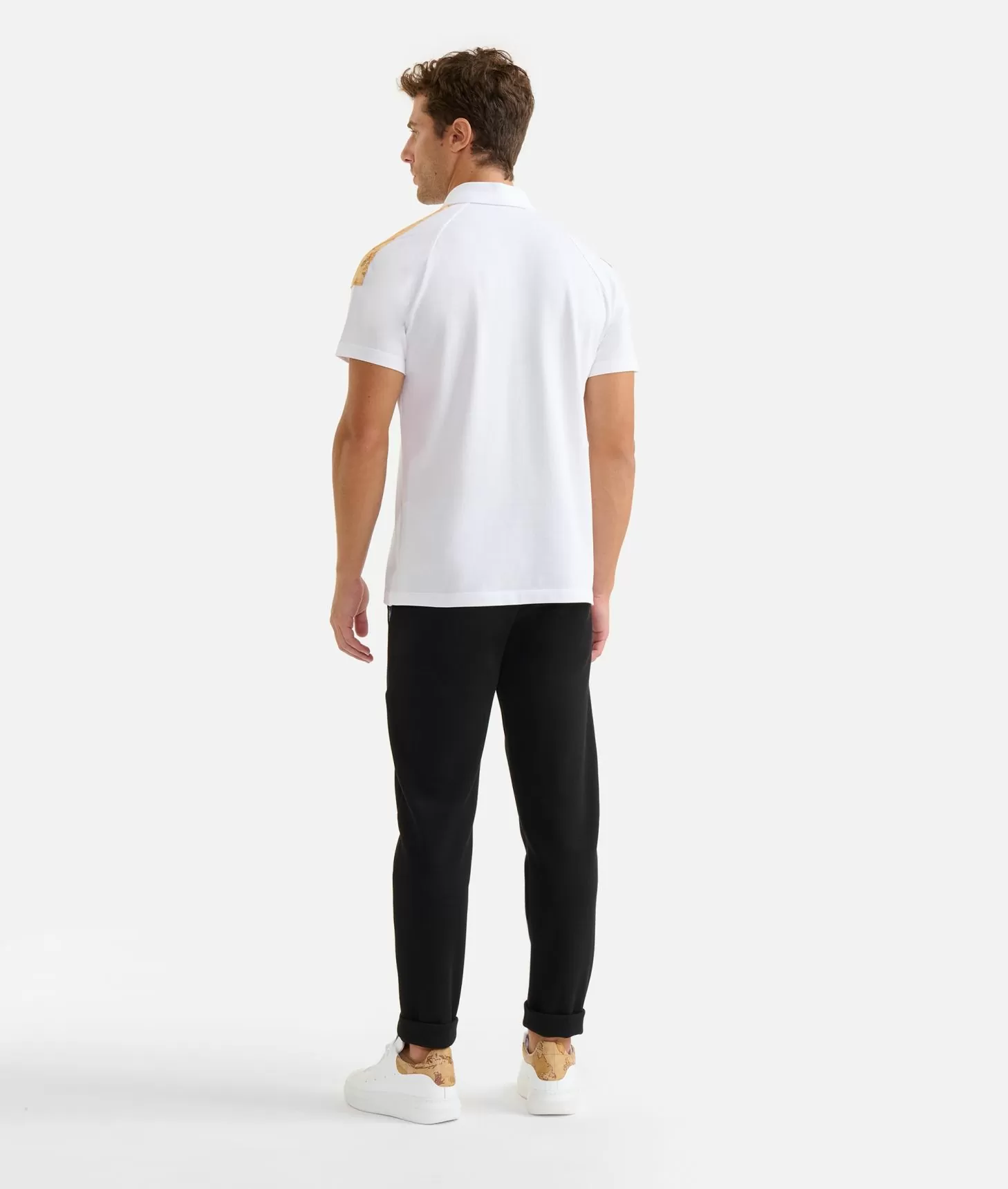 Alviero martini 1a classe Polo in cotone stretch con dettagli spalle Bianca In Vendita