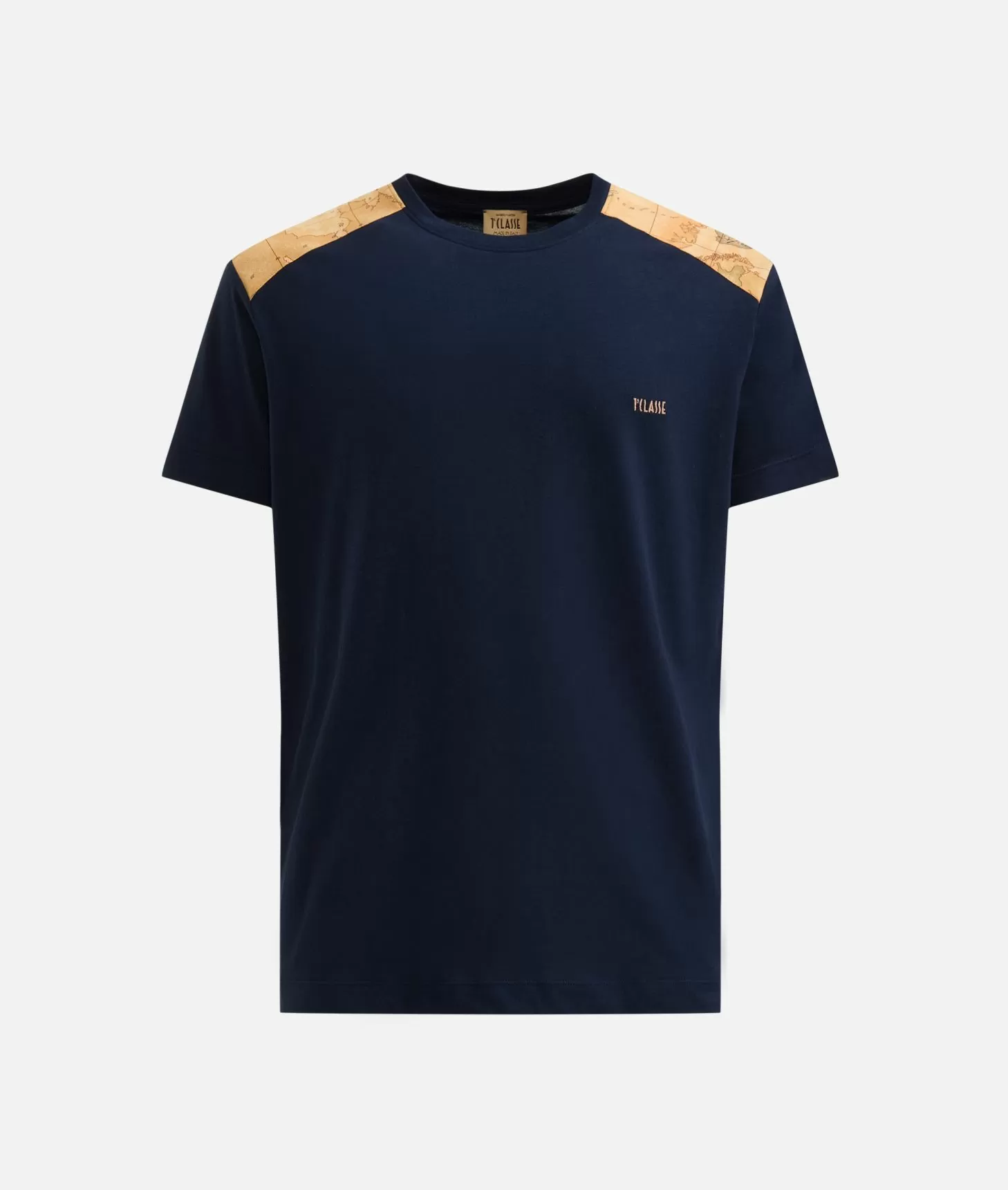 Alviero martini 1a classe T-shirt in cotone con dettagli spalle Blu Navy Saldi Di Fabbrica