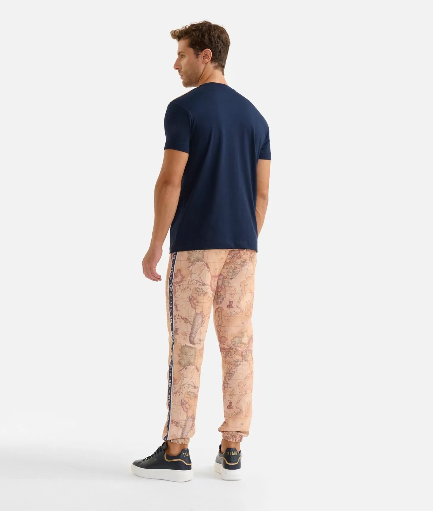Alviero martini 1a classe T-shirt in cotone con dettagli spalle Blu Navy Saldi Di Fabbrica