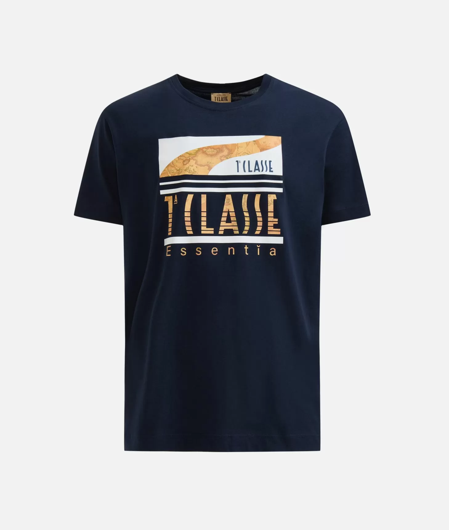 Alviero martini 1a classe T-shirt in cotone con logo 1ᴬ Classe Essentia Blu Navy Vendite Flash