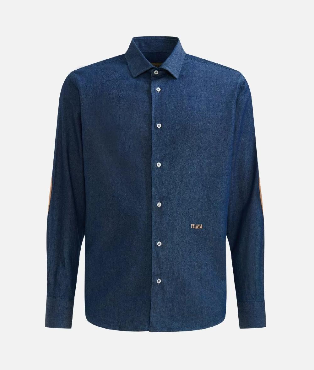 Alviero martini 1a classe Camicia slim in denim leggero con toppe Geo Classic Blu Jeans Scuro 2025