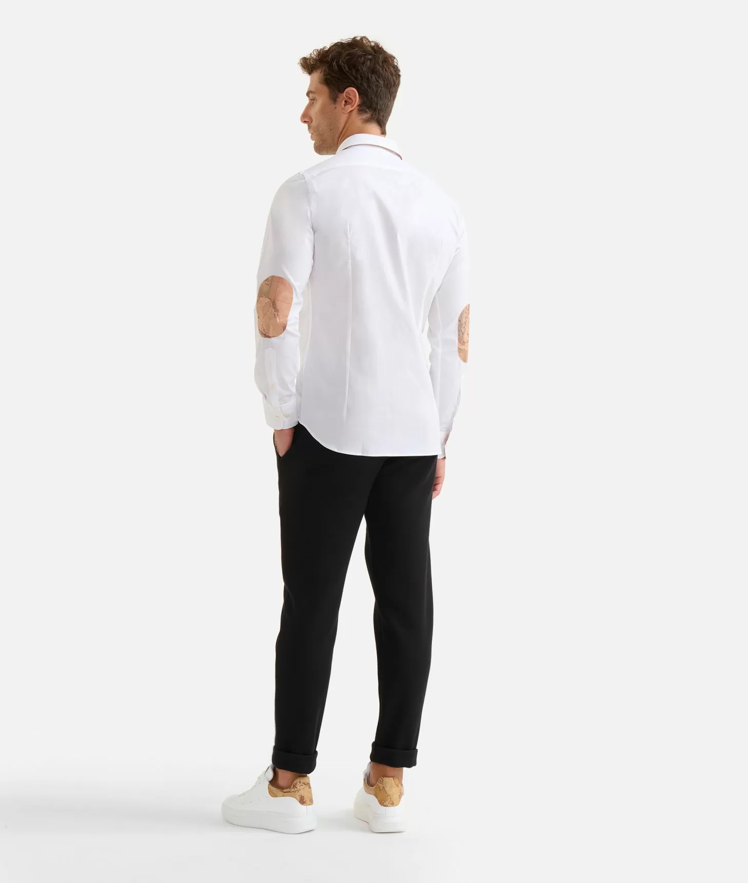 Alviero martini 1a classe Camicia slim in cotone stretch con toppe Geo Classic Bianca 2025