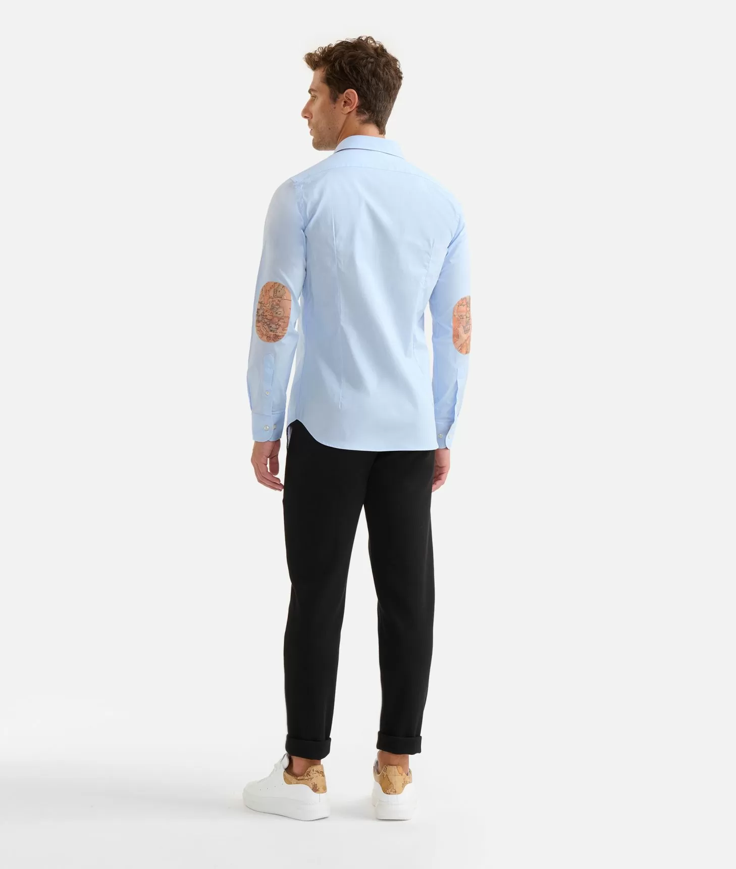 Alviero martini 1a classe Camicia slim in cotone stretch con toppe Geo Classic Azzurra In Linea