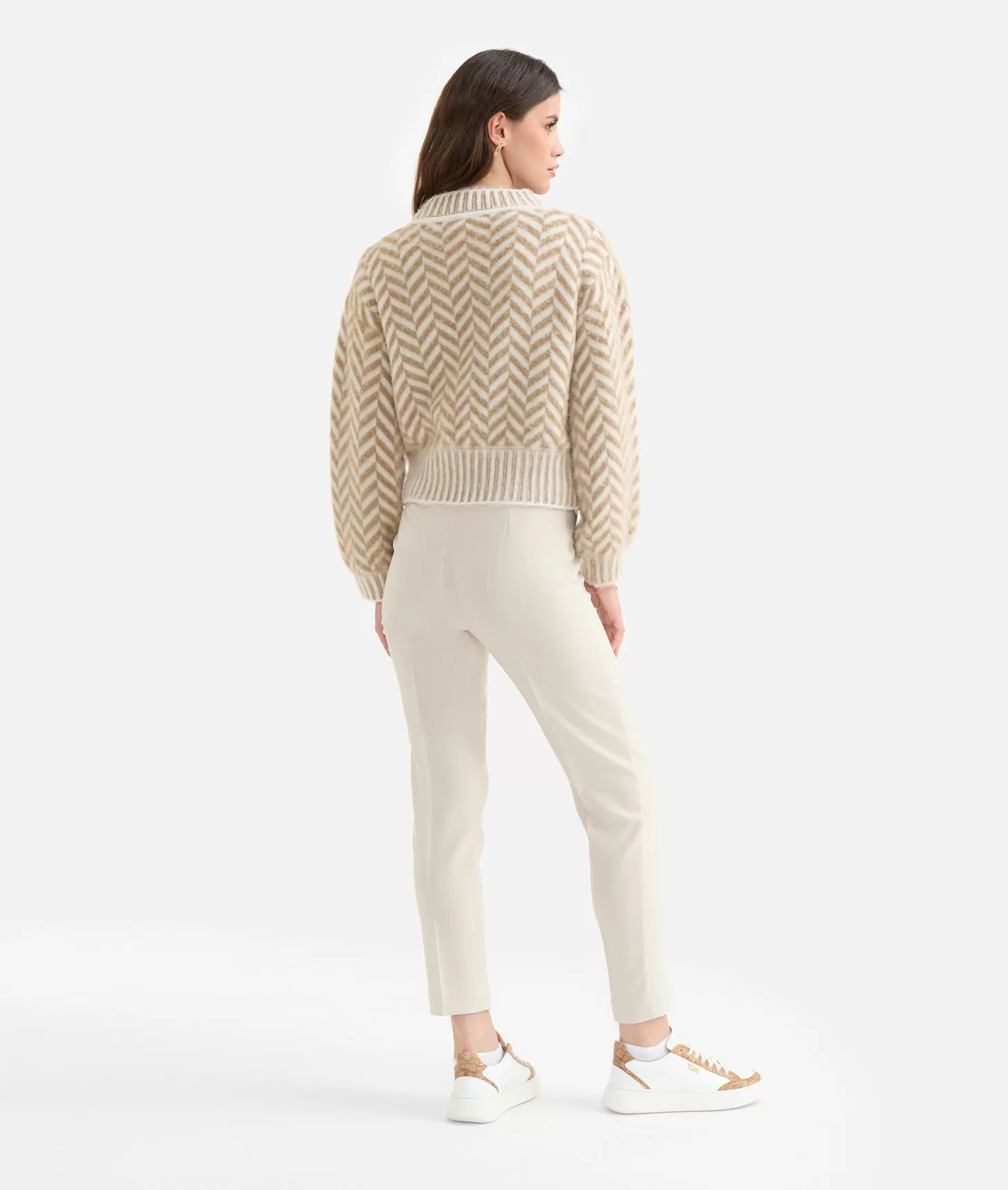Alviero martini 1a classe Maglia in filato di lana e viscosa con motivo spinato Cammello Economico