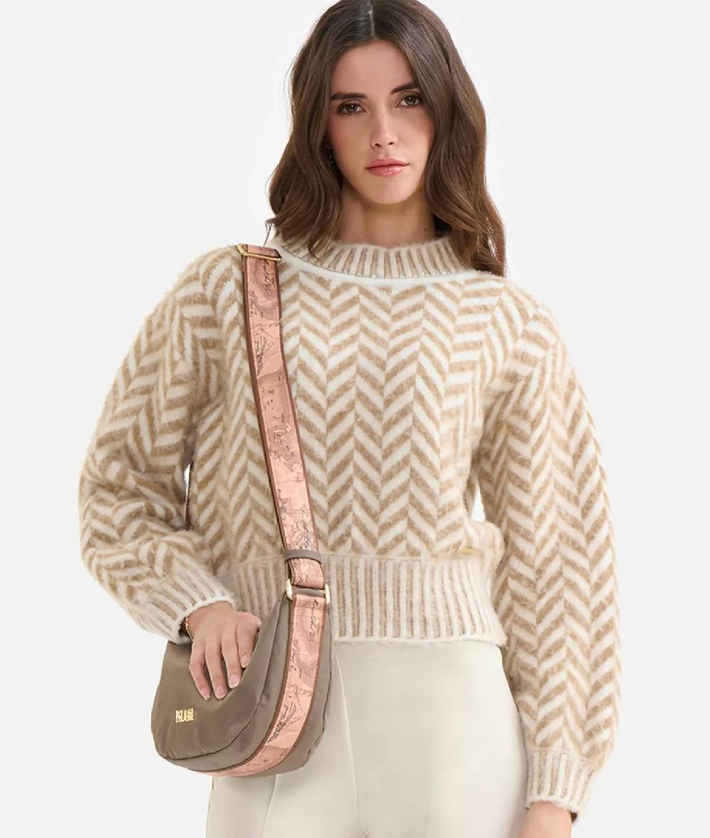 Alviero martini 1a classe Maglia in filato di lana e viscosa con motivo spinato Cammello Economico