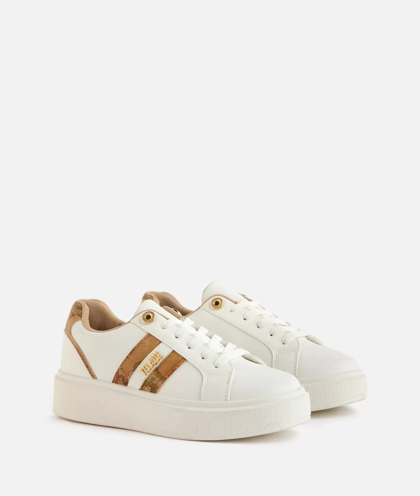 Alviero martini 1a classe Sneakers in eco nappa con logo e bande Geo Classic Bianche Italy
