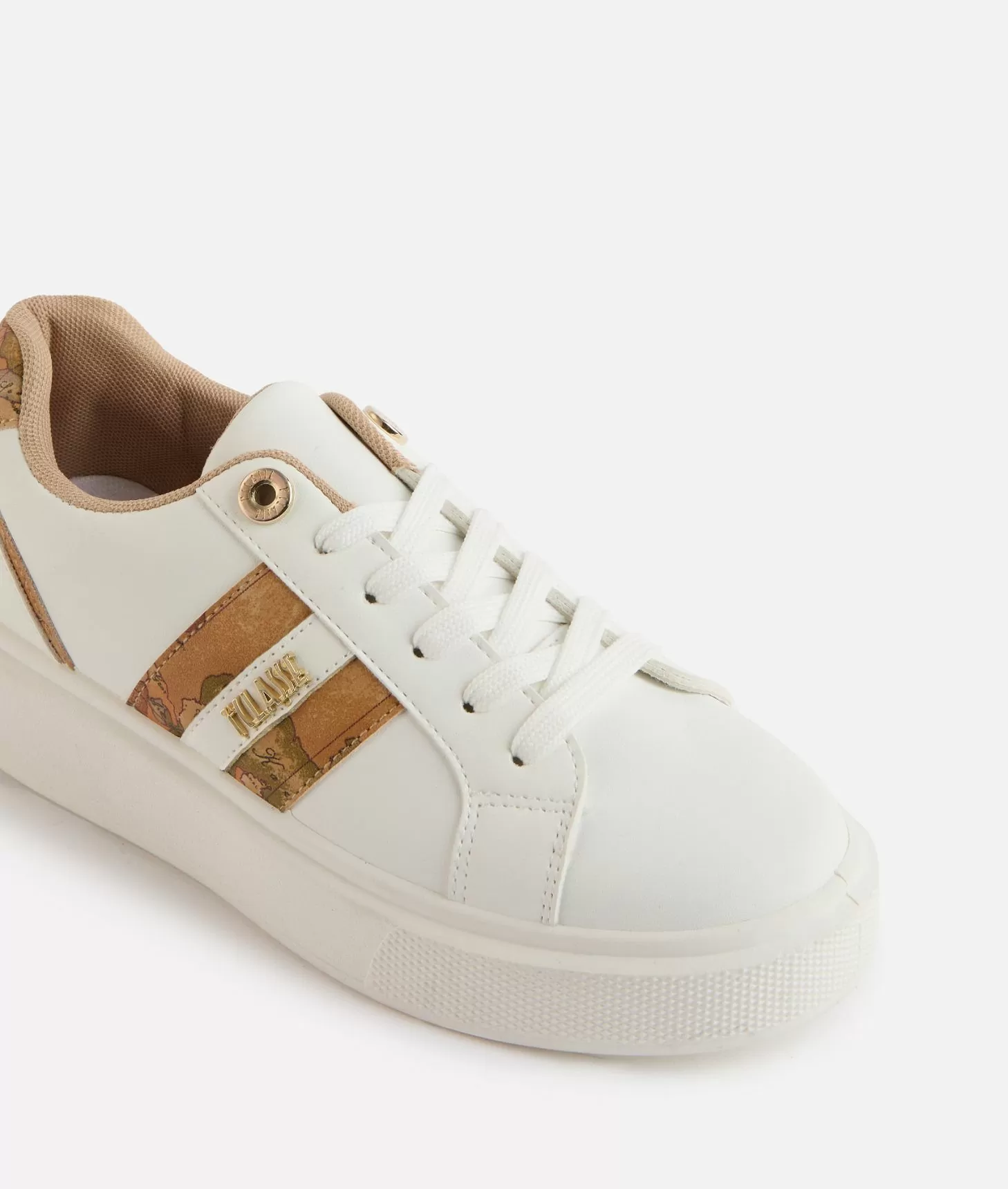 Alviero martini 1a classe Sneakers in eco nappa con logo e bande Geo Classic Bianche Italy