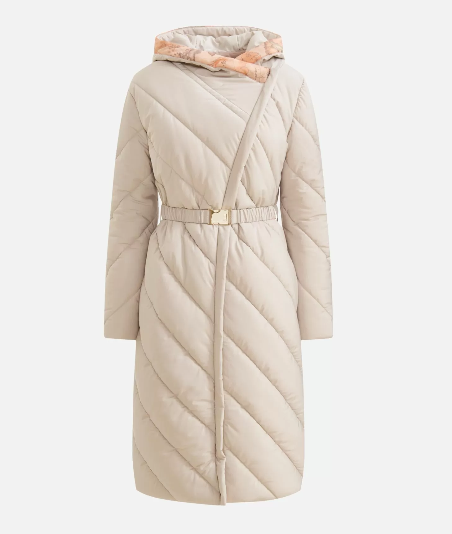 Alviero martini 1a classe Imbottito lungo in nylon con cappuccio Greige 2025