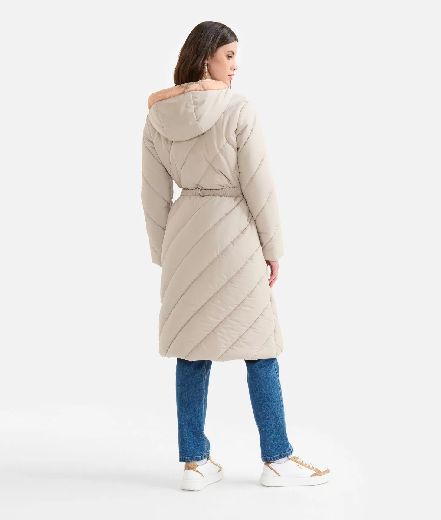 Alviero martini 1a classe Imbottito lungo in nylon con cappuccio Greige 2025