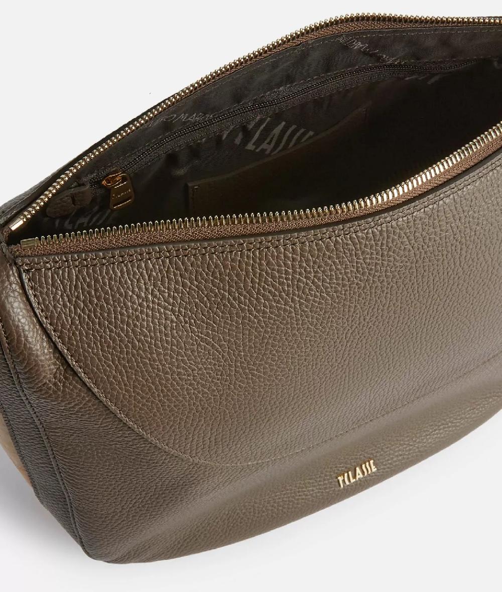 Alviero martini 1a classe Universe Leather tracolla a mezzaluna media Taupe Scuro In Linea