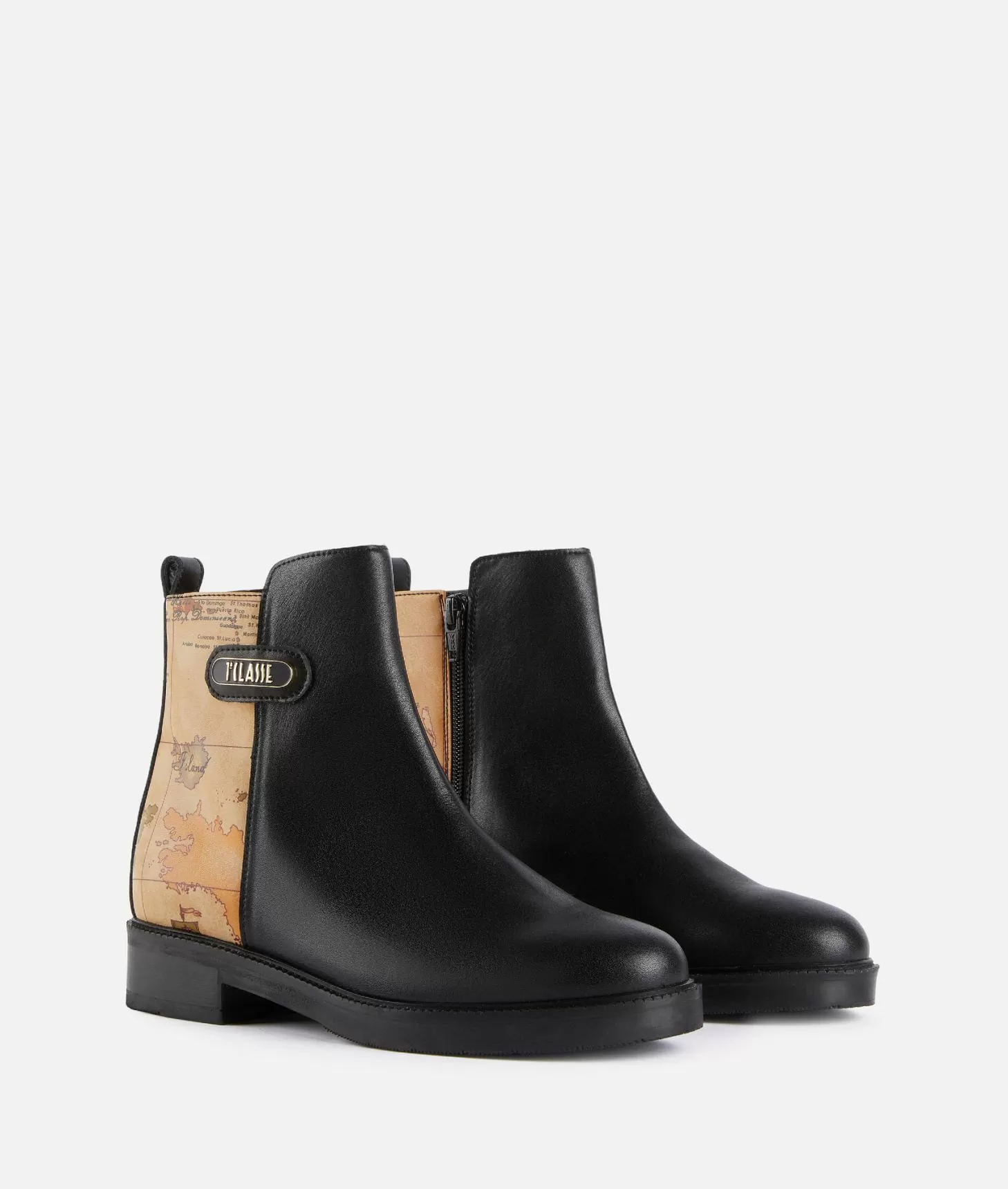 Alviero martini 1a classe Stivaletti beatles in pelle liscia con inserto Geo Classic Neri Vendita
