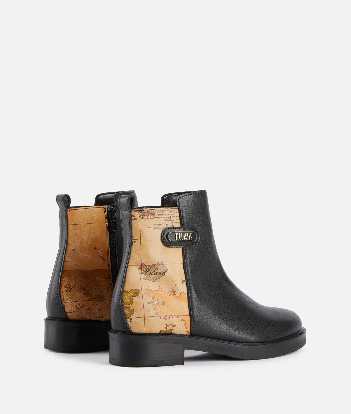Alviero martini 1a classe Stivaletti beatles in pelle liscia con inserto Geo Classic Neri Vendita