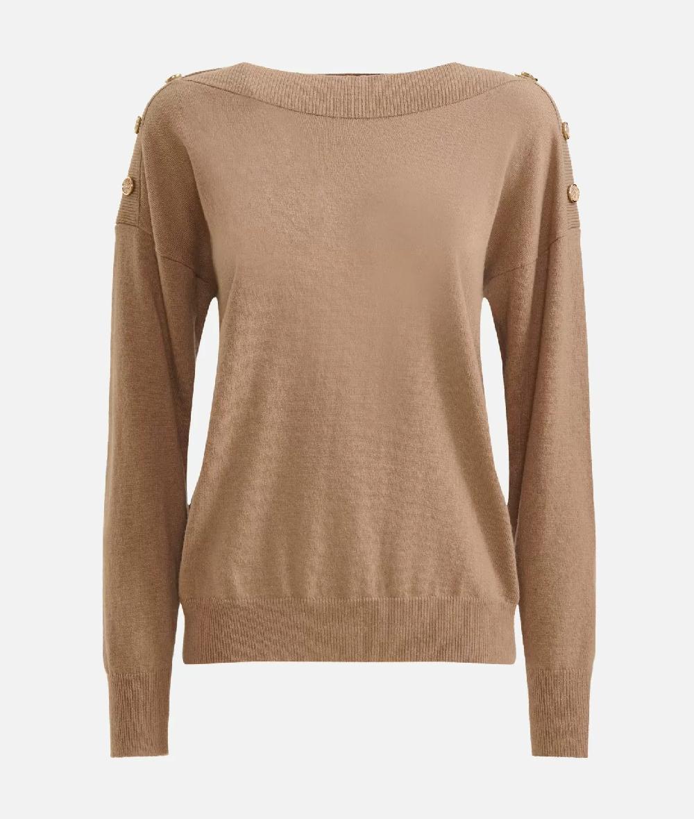 Alviero martini 1a classe Maglia in filato misto cashmere con bottoni Geo Classic Cammello Pezzi Unici