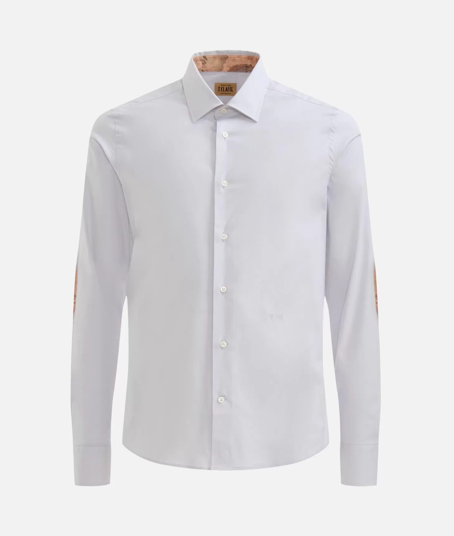 Alviero martini 1a classe Camicia super slim in cotone stretch con toppe Geo Classic Grigio Chiaro Affare Del Giorno
