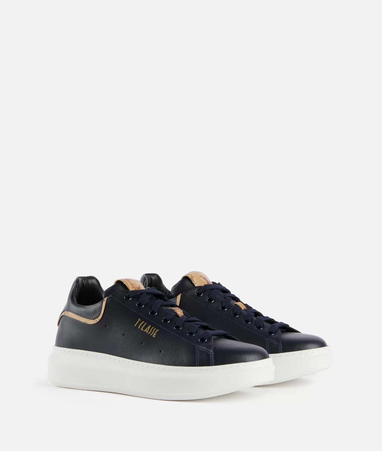 Alviero martini 1a classe Sneakers in pelle liscia con doppio logo 1ᴬ Classe Blu Scuro Outlet
