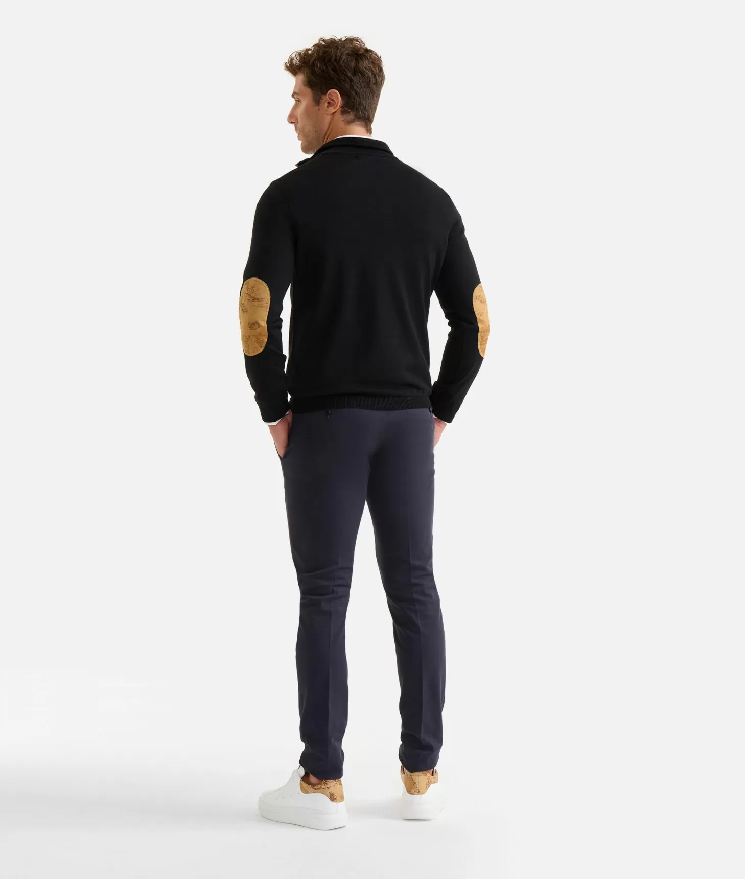 Alviero martini 1a classe Maglia in filato misto lana con mezza zip e toppe Geo Classic Nera Offerte