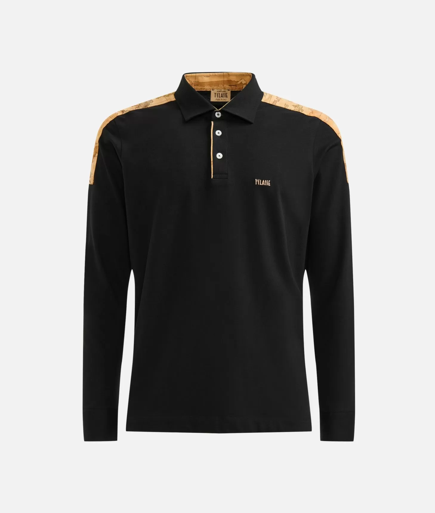 Alviero martini 1a classe Polo a maniche lunghe in cotone stretch Nera Spedizione Gratuita