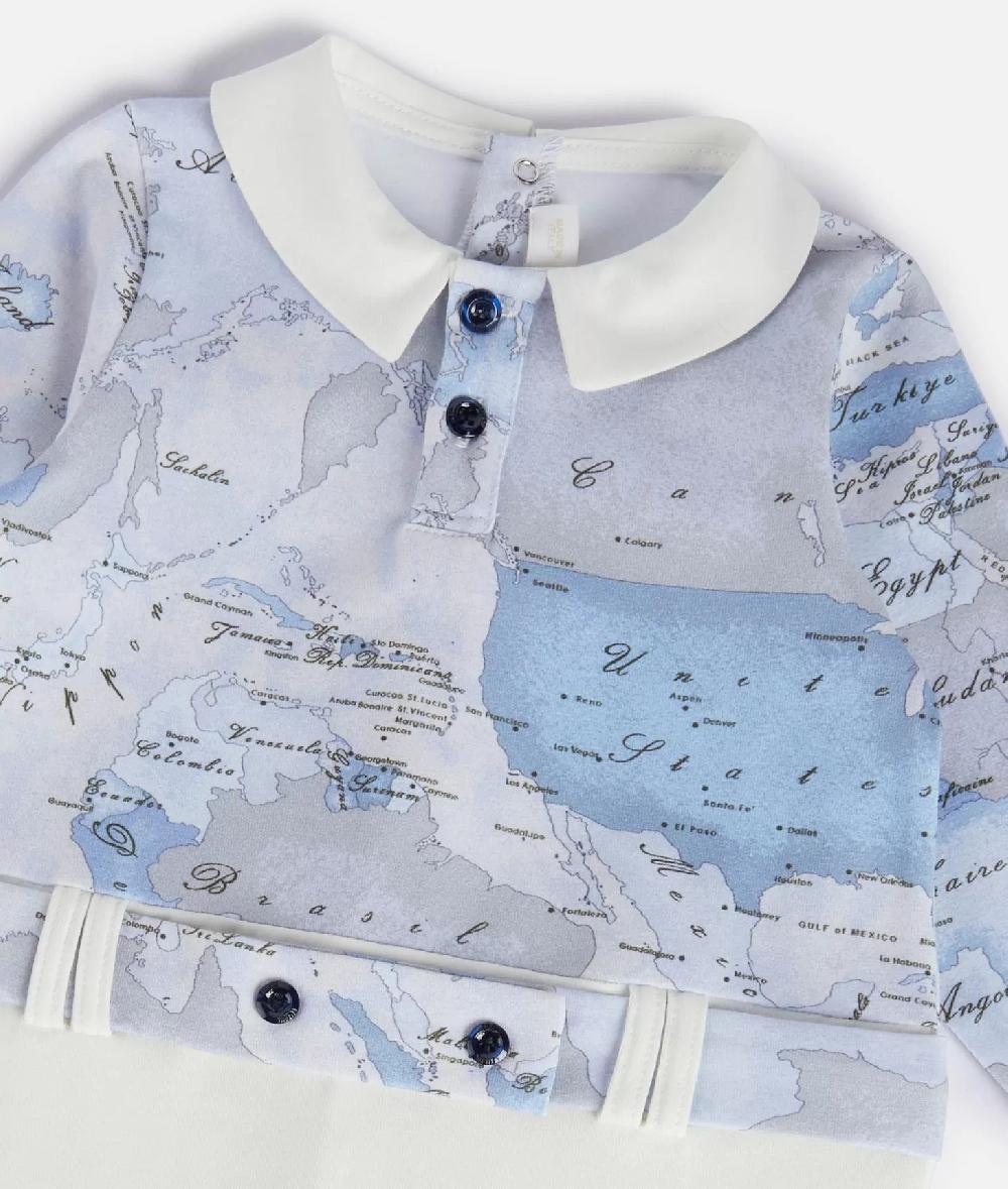 Alviero martini 1a classe Tutina in cotone senza piedini Geo Lord Azzurra Presa