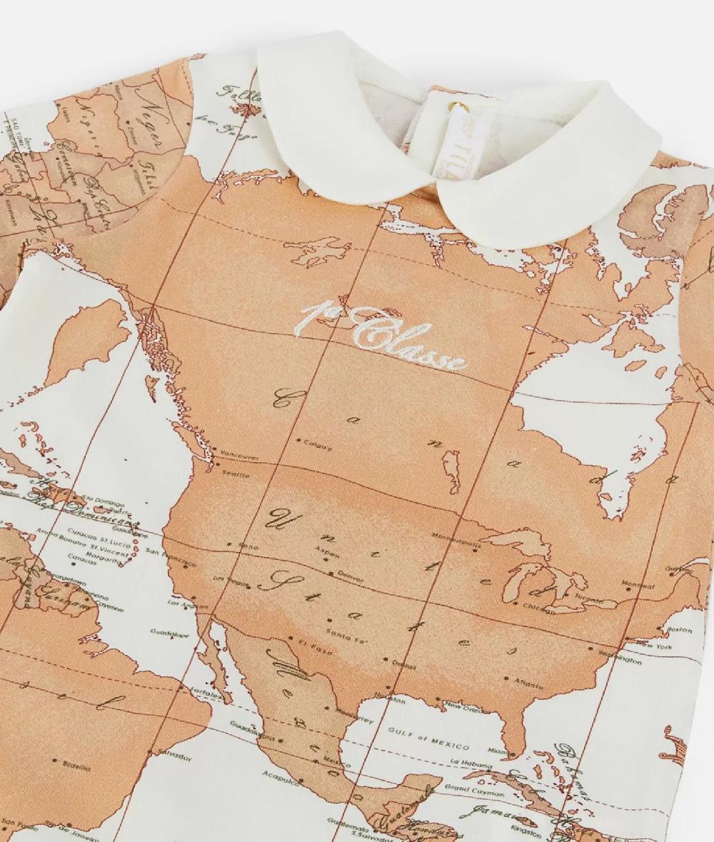 Alviero martini 1a classe Tutina in cotone con mappa Geo Classic Panna I Più Venduti