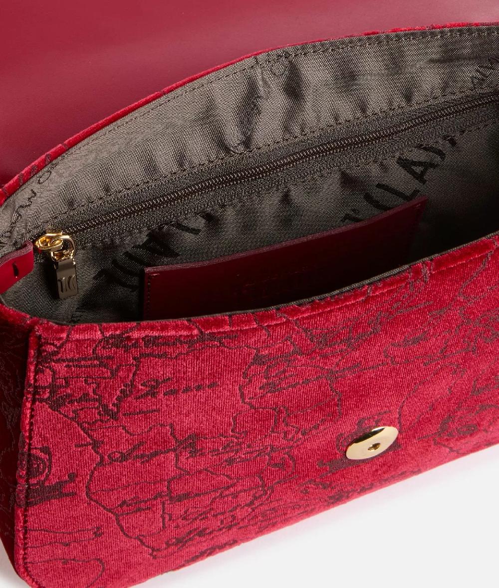 Alviero martini 1a classe Moments Bag tracolla con patta e catena in velluto Geo Filetto Rossa 2025