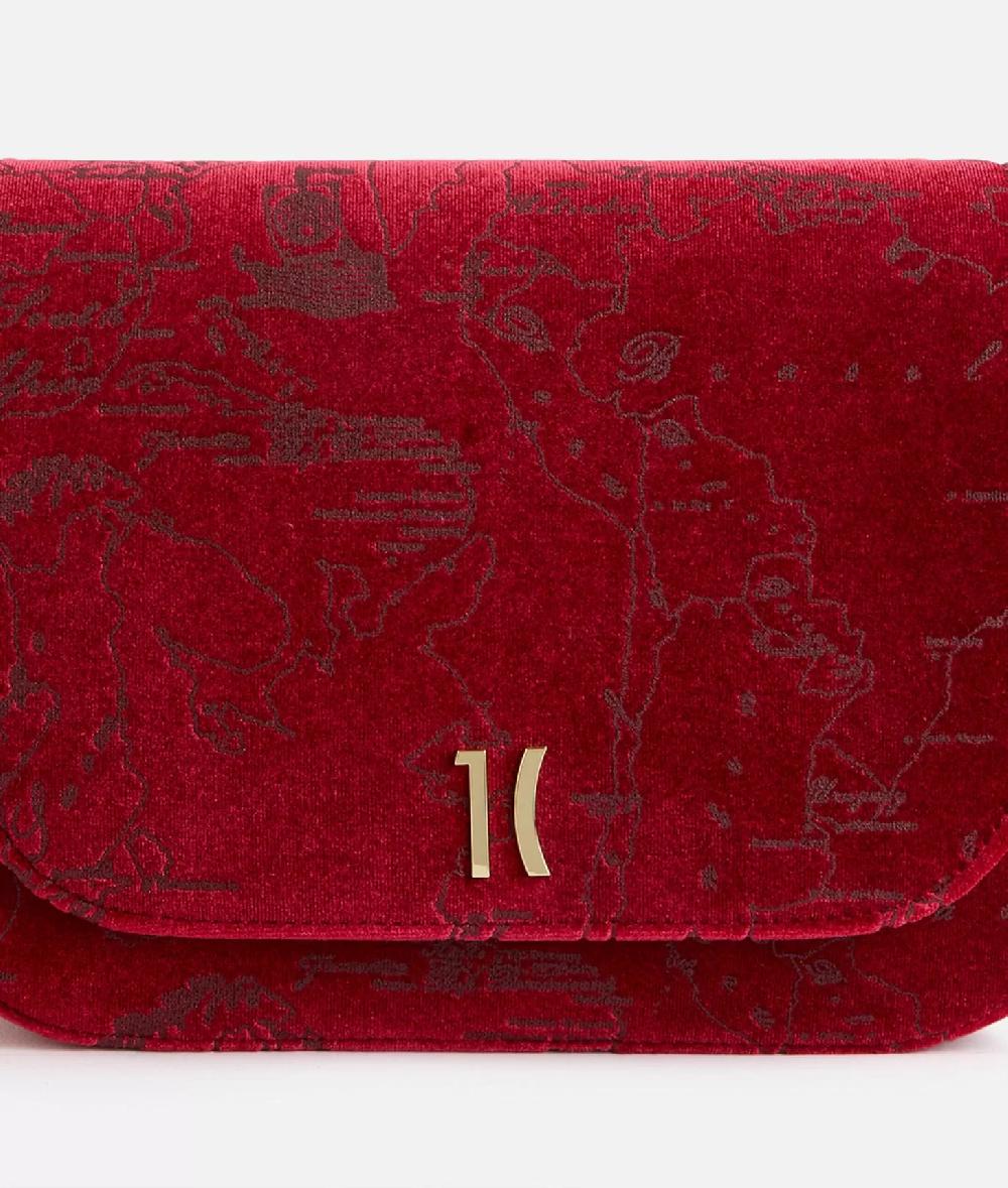 Alviero martini 1a classe Moments Bag tracolla con patta e catena in velluto Geo Filetto Rossa 2025