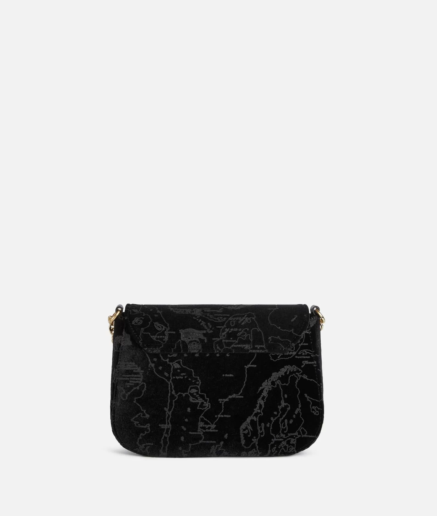 Alviero martini 1a classe Moments Bag tracolla con patta e catena in velluto Geo Filetto Nera In Linea