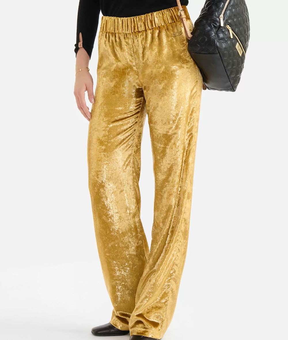 Alviero martini 1a classe Pantaloni palazzo in velluto lurex special Oro Saldi Di Fabbrica