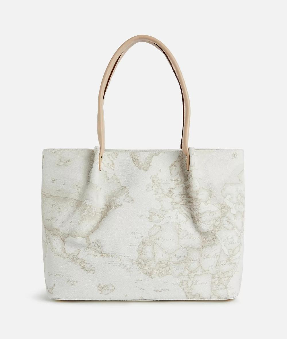 Alviero martini 1a classe Borsa shopping in tessuto stampa Geo White Bianca Soddisfazione Garantita