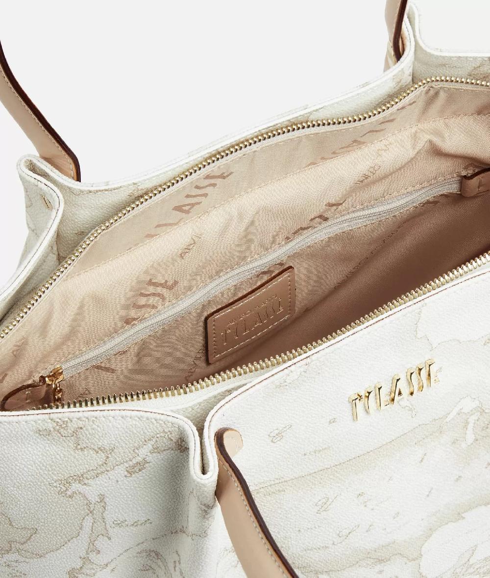 Alviero martini 1a classe Borsa shopping in tessuto stampa Geo White Bianca Soddisfazione Garantita