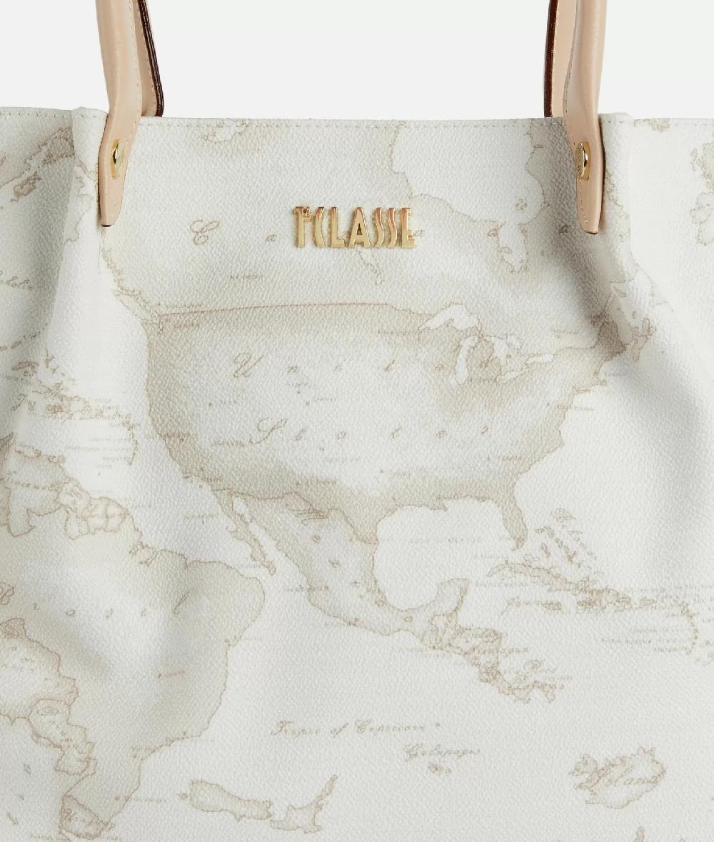 Alviero martini 1a classe Borsa shopping in tessuto stampa Geo White Bianca Soddisfazione Garantita