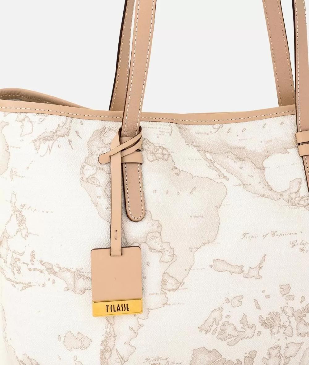 Alviero martini 1a classe Geo White Borsa shopping media Sostegno trimestrale