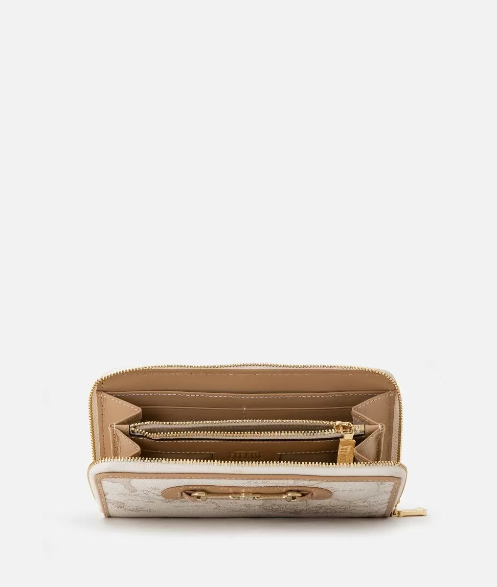 Alviero martini 1a classe Geo White portafoglio ziparound con morsetto Promozione