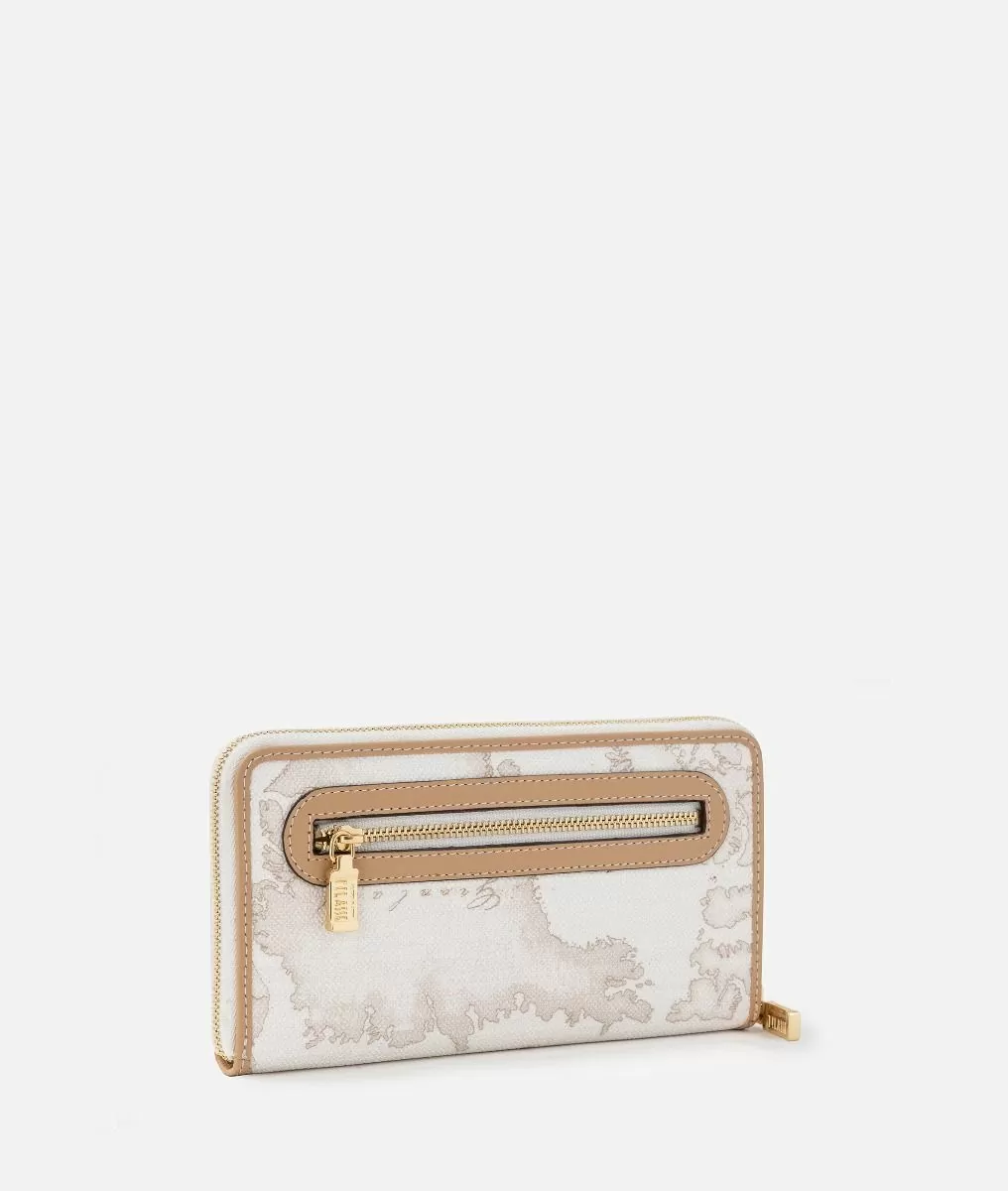 Alviero martini 1a classe Geo White portafoglio ziparound con morsetto Promozione