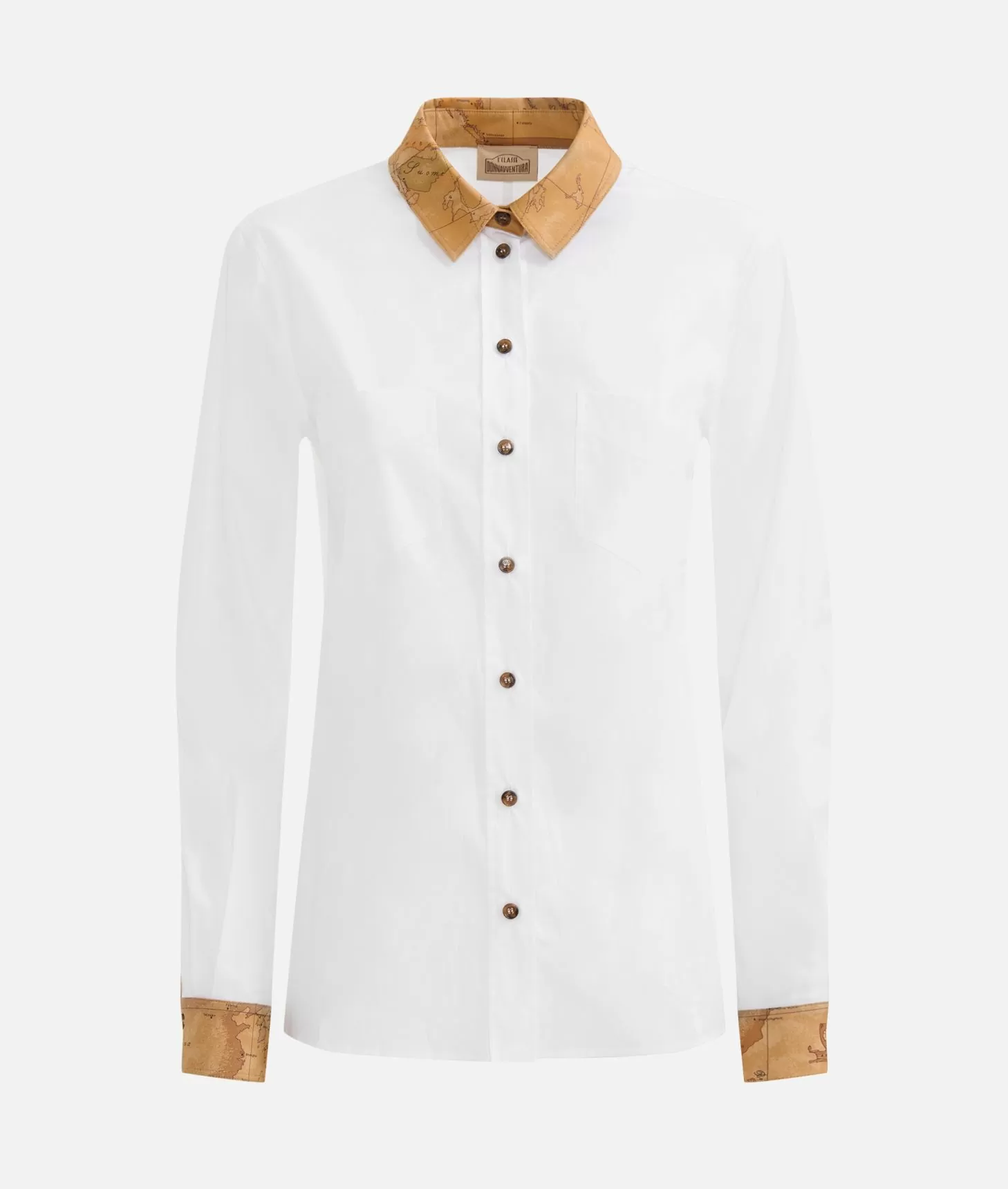 Alviero martini 1a classe Camicia in popeline di cotone stretch con dettagli Geo Classic Bianca Super Saving Price