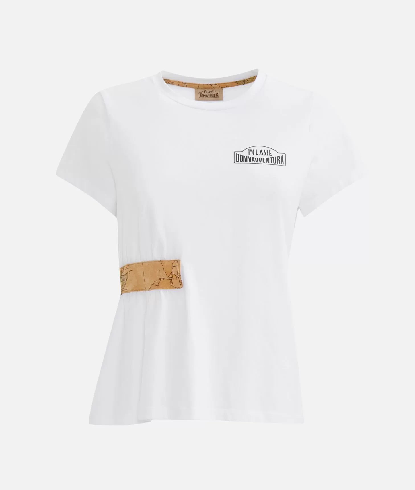 Alviero martini 1a classe T-shirt in jersey di cotone stretch con arriccio Bianca Offerta settimanale